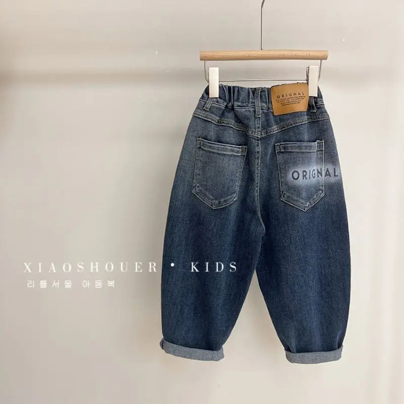 Spring Autumn Toddler Boys Denim Pants Cotton Animepattern Babys Boys Jeans Casual Loose Elastic Waist Trousers For Children Boy