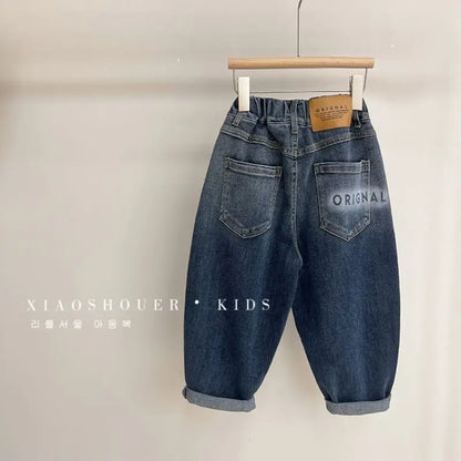 Spring Autumn Toddler Boys Denim Pants Cotton Animepattern Babys Boys Jeans Casual Loose Elastic Waist Trousers For Children Boy