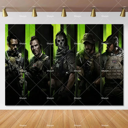 Call of Duty Theme Backdrop Kids Birthday Decorations Party Supplies Banner Poster Stimulating Game Boys Favor Gifts Photo Props