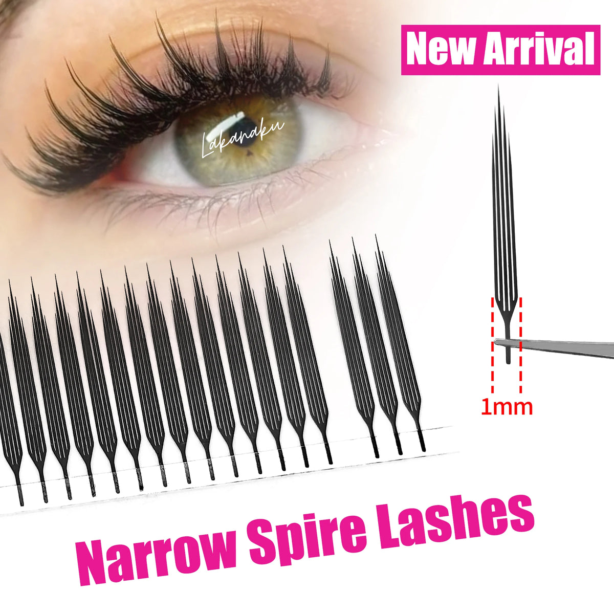 LAKANAKU New Arrival Narrow Spire Lashes Feather Individual Eyelash Extensions C D Cashmere Volume Premade Spikes Eyelashes