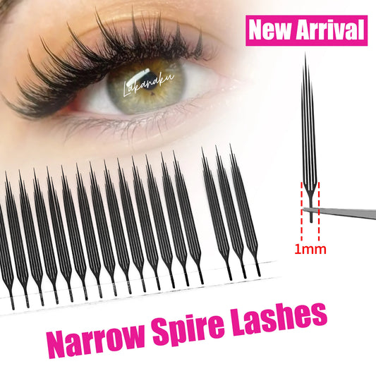 LAKANAKU New Arrival Narrow Spire Lashes Feather Individual Eyelash Extensions C D Cashmere Volume Premade Spikes Eyelashes