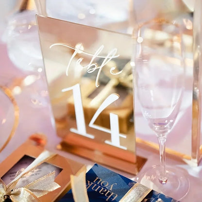 1-25 Gold Acrylic Wedding Table Number Place Cards 4.72*7.09 Inches with Stand