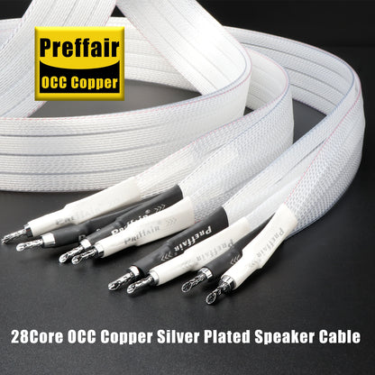 Pair Speaker Cable Horn Cable 8N OCC Silver Plated Loudspeaker Cable for CD Amplifier