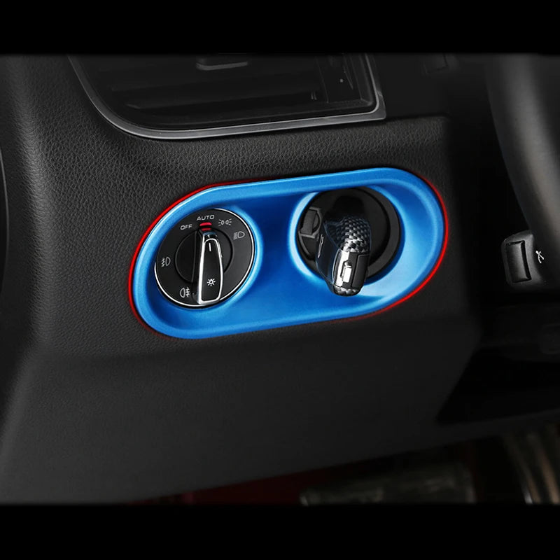 Car Styling Inner Console Headlight Switch Buttons Frame Decorative Cover Trim Strip Stickers For Porsche Macan Auto Accessories