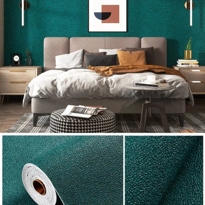 Linen 3D Foam Self-adhesive PVC Solid Color Thickened Waterproof Background Wall Renovation Wallpaper Wall Stickers Home Decor
