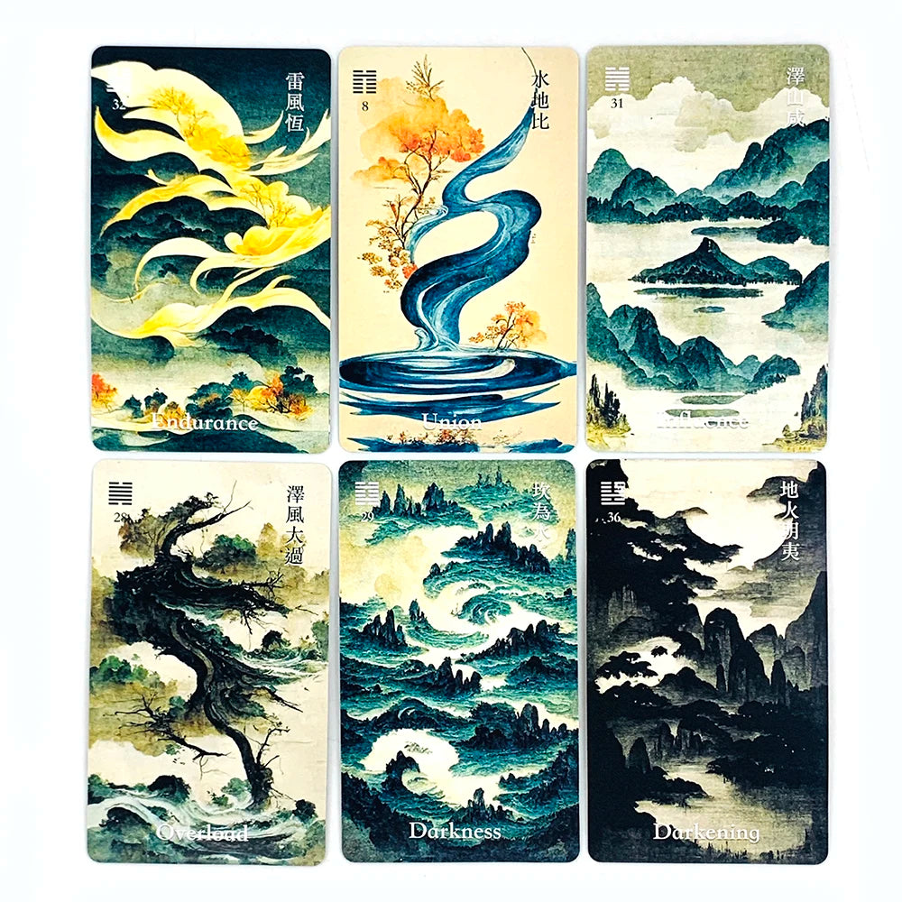 New Oracle Cards I-Ching Cards Game A 64 Cards Of Chinese Landscape Beauty, Showcasing China, Understanding China Cards
