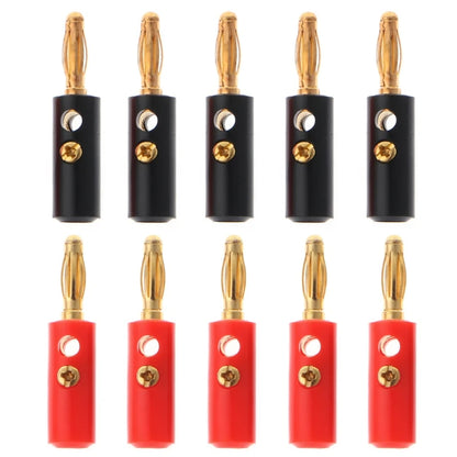 10 Pcs 4mm Gold Plated O Speaker Wire Cable Screw Banana Plug Connector Adap
