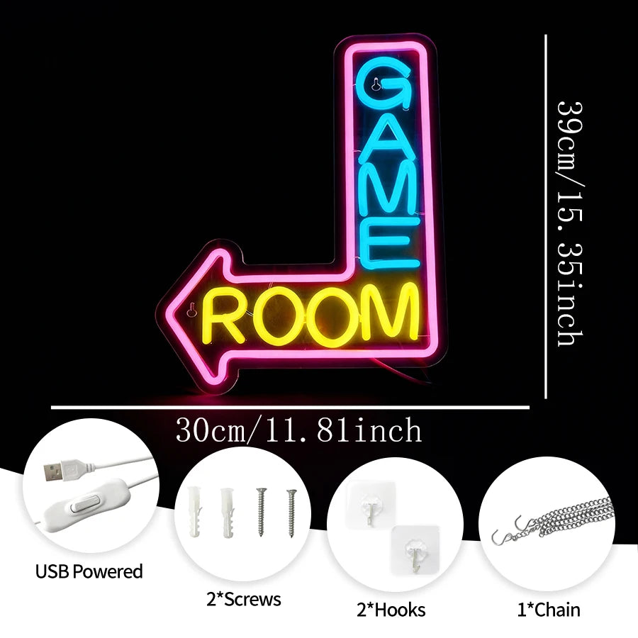 Game Neon Sign Gaming LED Neon Lights for Wall Decor USB Light Up Signs for Game Room Man Cave Teen Boy Bedroom Decorations Gift
