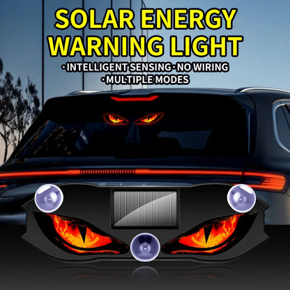 Solar Wireless Car LED Demon Eye Decorative Light Dynamic Eyes Windshield Rear Window Warning Atmosphere Lamp Auto Accessory