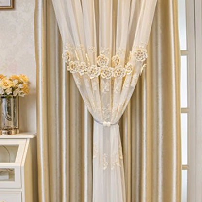 1pc European Style Dual-Layer Blackout Curtain, Top Eyelet Design,for Living Room and Bedroom, All-Season Elegant Home Decor