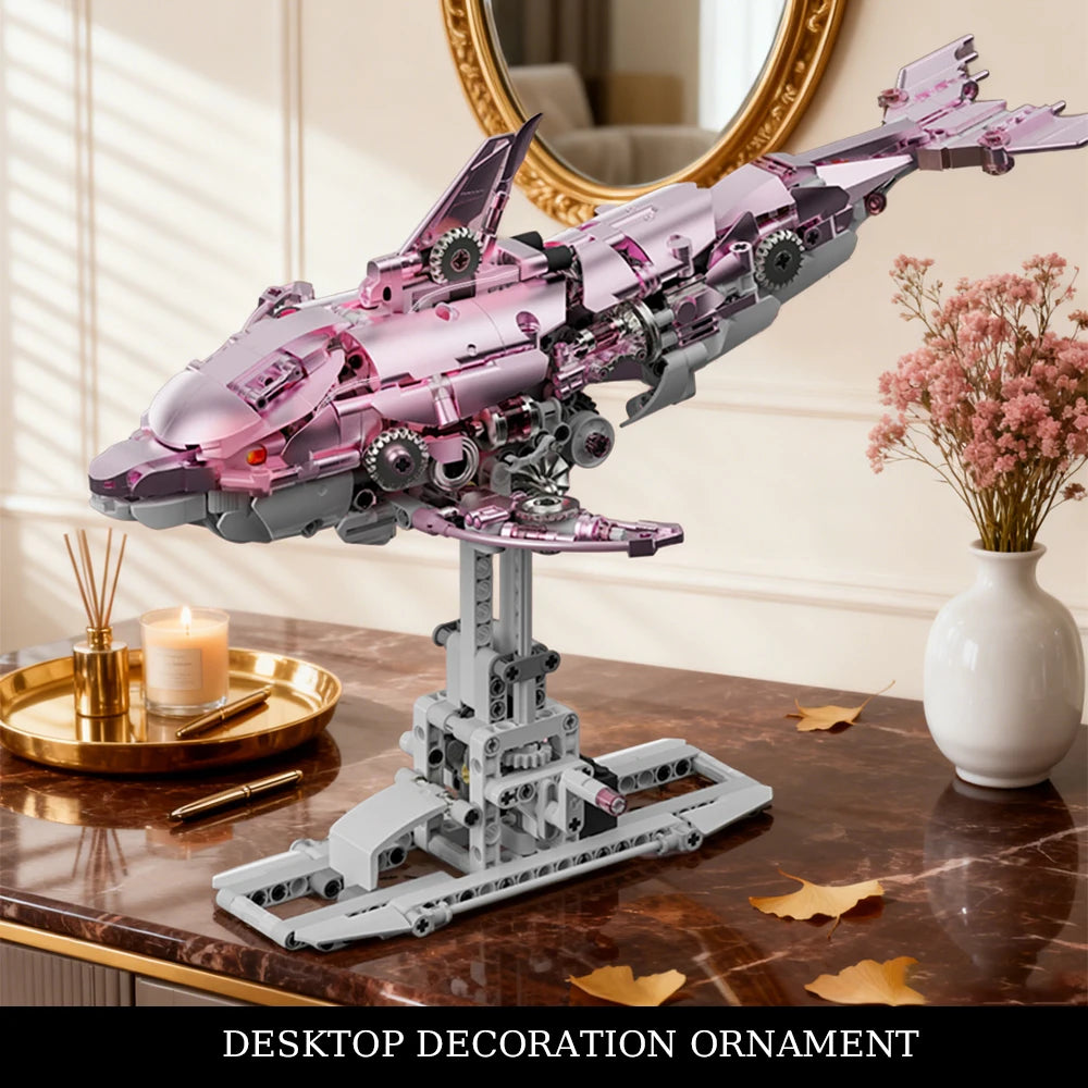 [888pcs] mechanical dolphin building block model, 14+, collector-grade desktop ornament