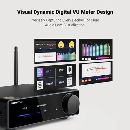 AIYIMA A80 Upgraded TPA3255 DAC Bluetooth PFFB Stereo Power Amplifier 300Wx2 Class D HiRes Digital Amp RCA TRS OPT COA USB Input