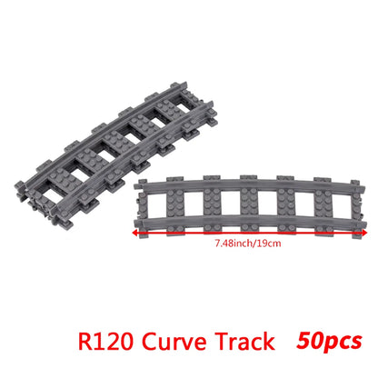 MOC City Bricks Train Flexible Construction Parts Railway Curve Track Building Blocks Model Accessories Compatible with 53401