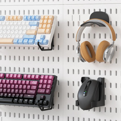 No Drill Pegboard Wall Rack Gaming Room Storage for Controllers Headphones Figures Keyboard Hooks Shelf