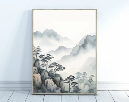 Japanese Zen Lotus Buddha Monk Koi Fish Forest Mountain Poster and Prints Canvas Printing Wall Art Picture for Living Room Decor