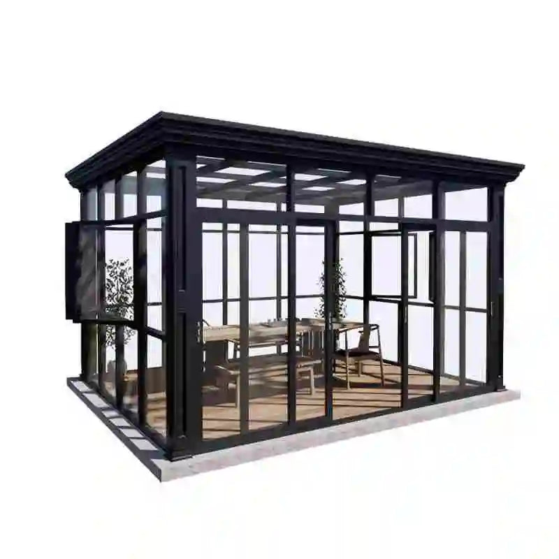 Any Size Custom Multi Function Glass Sunroom Aluminum Structure Outdoor Patio Enclosure LED Light Available Four Season Room Ext