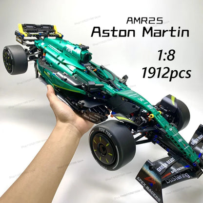 MK6022 1912PCS 1:8 New Technic Martin Aramco AMR25 Building Blocks MOC F1 Car DIY Assembly Model Set Toys Gifts for Boys Kids