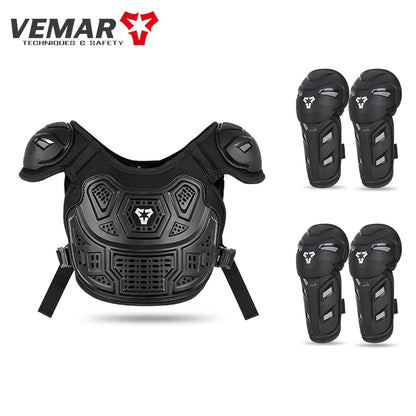 Kids Motorcycle Riding Body Armor/Elbow Knee Protector Children Motocross Back Vest Chest Off-Road Moto Cycling Protective Gear