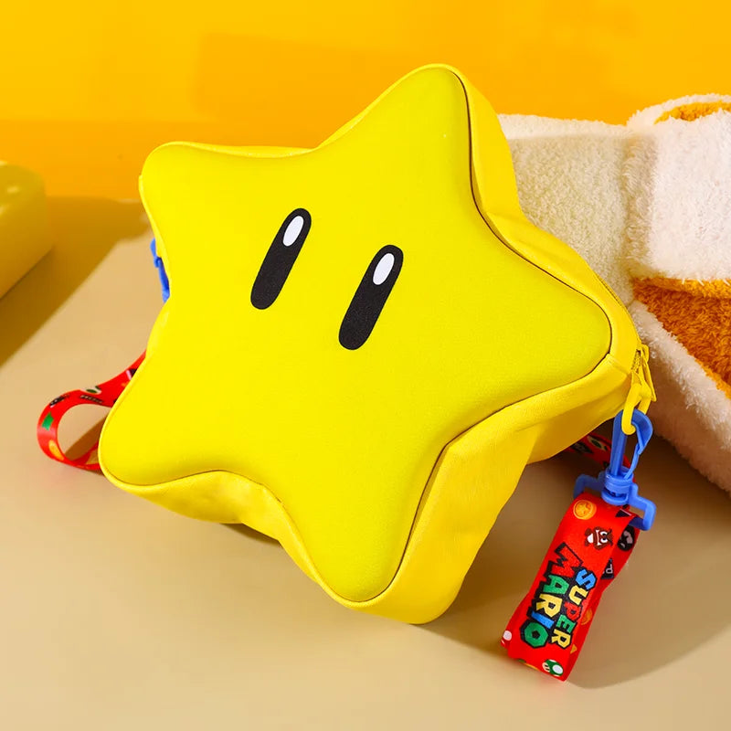New Super Mario Yellow Big Eye Star Backpack Girl Fashion Bag Student Crossbody Bag Anime Peripheral Backpack Kid Christmas Gift
