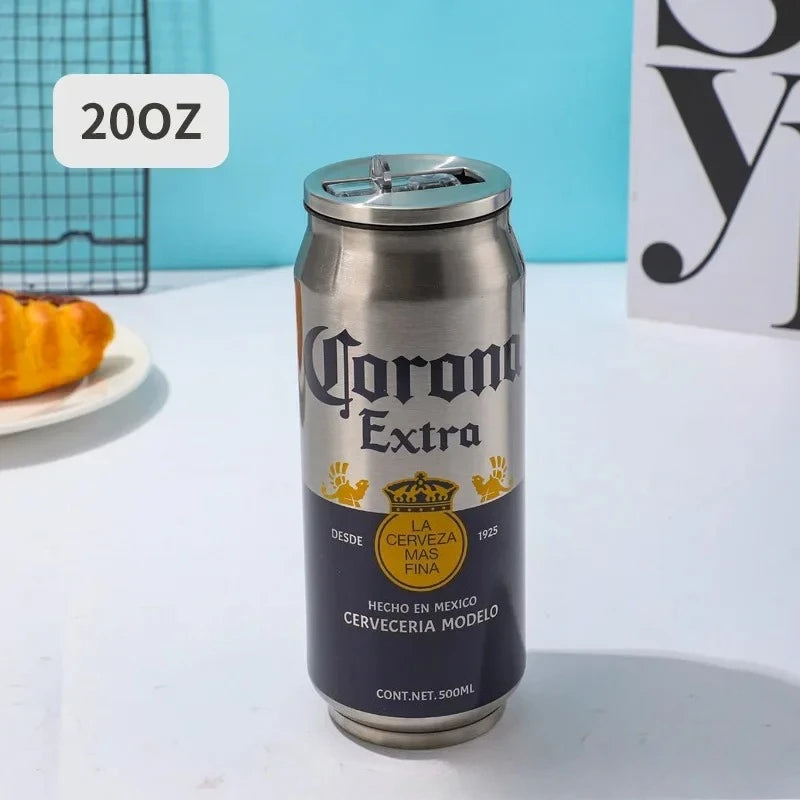 500ML 304 Stainless Steel Beer Cup Car Thermos Cola Can Cafe Beer Bottle Laser Printing Botella De Acero Inoxidable