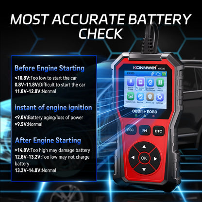 2026 KONNWEI KW330 Car OBD2 Diagnosis Tool Fault Scanner Engine Battery Test DTC LOOKUP Real-Time Data Stream OBD InspectionTool