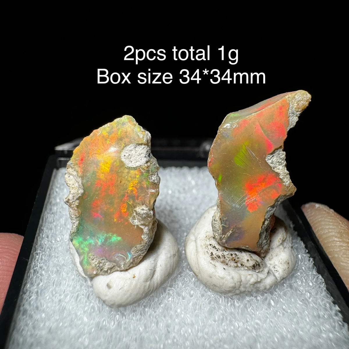 Natural Rare Colorful Ethiopia Opal (No Need Water) Gem Mineral Specimen Box Size:34X34mm (Need Lighting) Sunlight Best