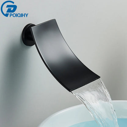 Brass Faucet Spout Black Bath Spout Golden Bathroom Faucet Accessory Waterfall Tub Spout Basin Water Outlet
