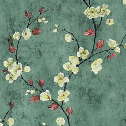 Floral Peel and Stick Wallpaper Green Flower Contact Paper Vinyl Self Adhesive Wall Paper Living Room Bedroom Cabinet Decoration