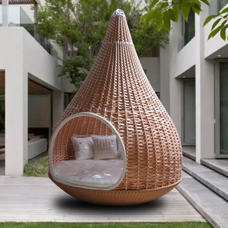 ABB  outdoor rattan bed round bed recliner Internet celebrity bed and breakfast garden hotel villa courtyard sofa