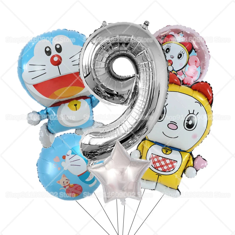 Doraemons Number 1-10 Balloons Girls Boys Birthday Decorations Baby Shower Gender Reveal Balloon Party Supplies Kids Toys Gift