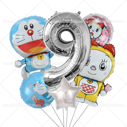 Doraemons Number 1-10 Balloons Girls Boys Birthday Decorations Baby Shower Gender Reveal Balloon Party Supplies Kids Toys Gift