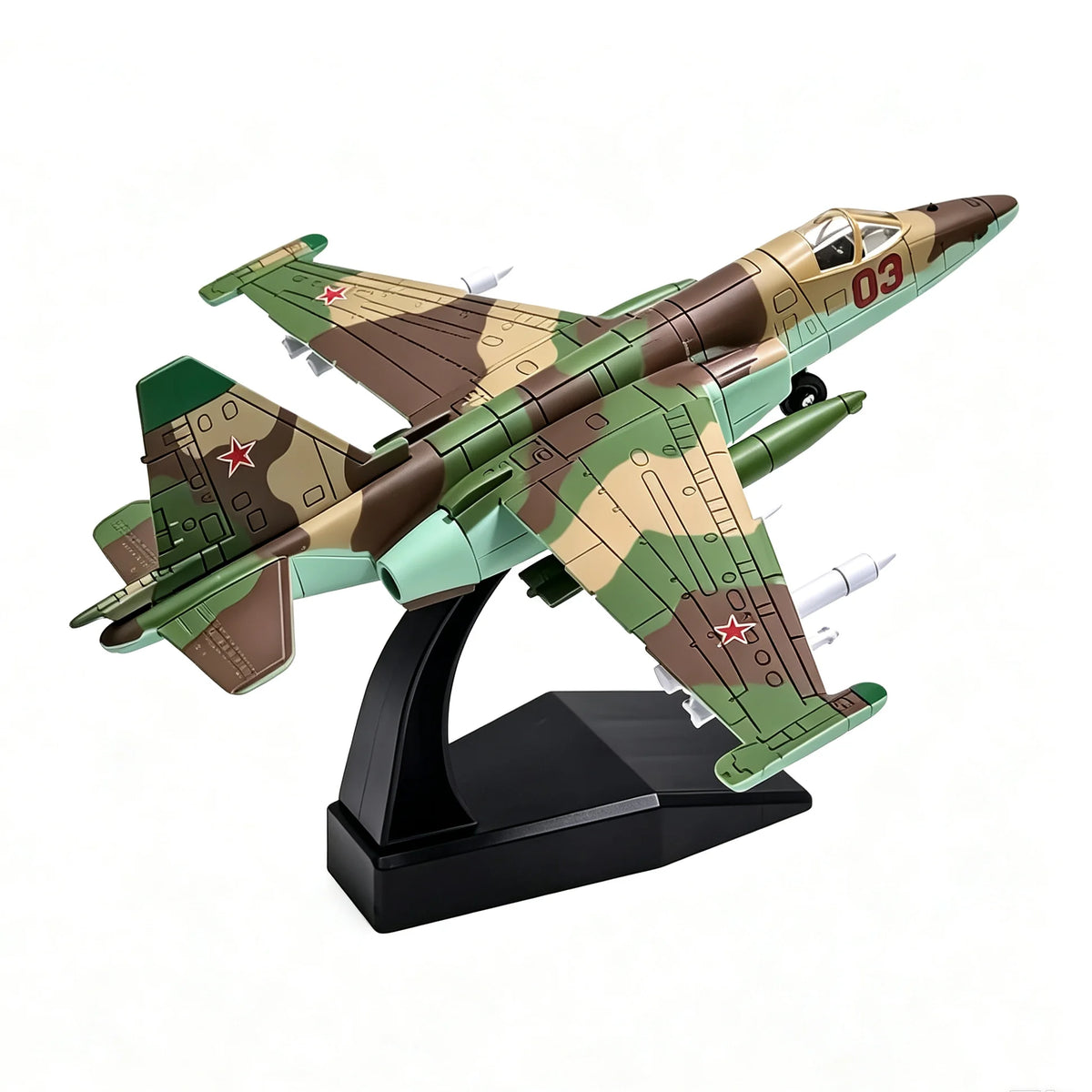 SU‑25 Frogfoot Support Attack Jet Model, Glue‑Free Freely Assembly Military Aircraft, Hobby Collectible Display Toy Gift