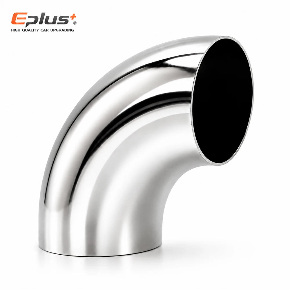 1PCS Universal Stainless Steel 90 Degree Elbow Pipe Polished Weld‑On Pipe Fitting Bend Tube for Car Exhaust Muffler Replacement