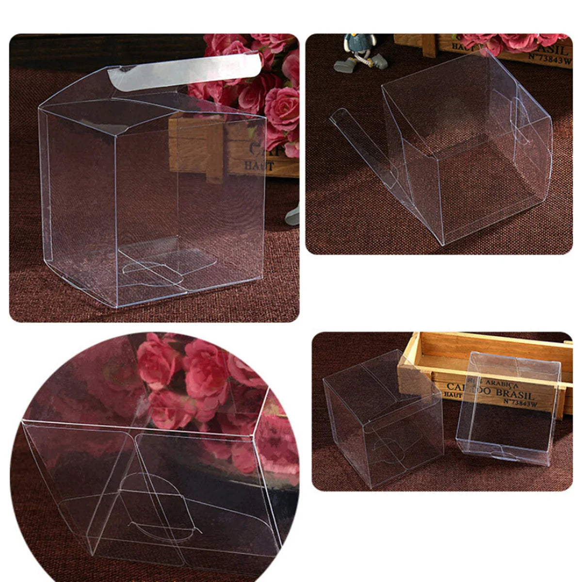 50PCS Transparent Gift Box Candle Packaging Gift Box 5*5*5cm PVC Wedding Candy Box Wedding Party Supplies Gift Packaging