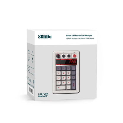 8BitDo Retro 18 Mechanical Numpad,  Bluetooth / 2.4G / Wired Numpad Supports Calculator Mode,for PC Windows and Android