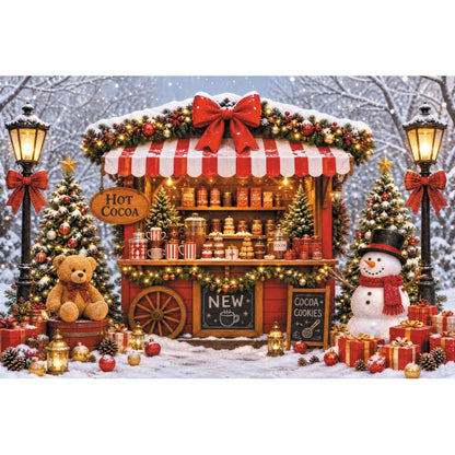 Winter Christmas Red Screen Snowman Christmas Tree Theme Banner Backdrop, Christmas Party, Home Decoration Photography Backdrop