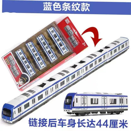 44cm alloy green leather subway bus train high-speed rail car 4-section magnetic connection model children's toy collection gift