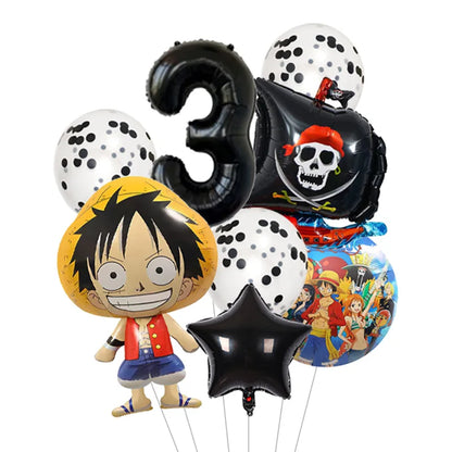 Anime One Piece Aluminum Film Balloons Luffy Shape Foil Balloon Boys Birthday Party Decoration Items