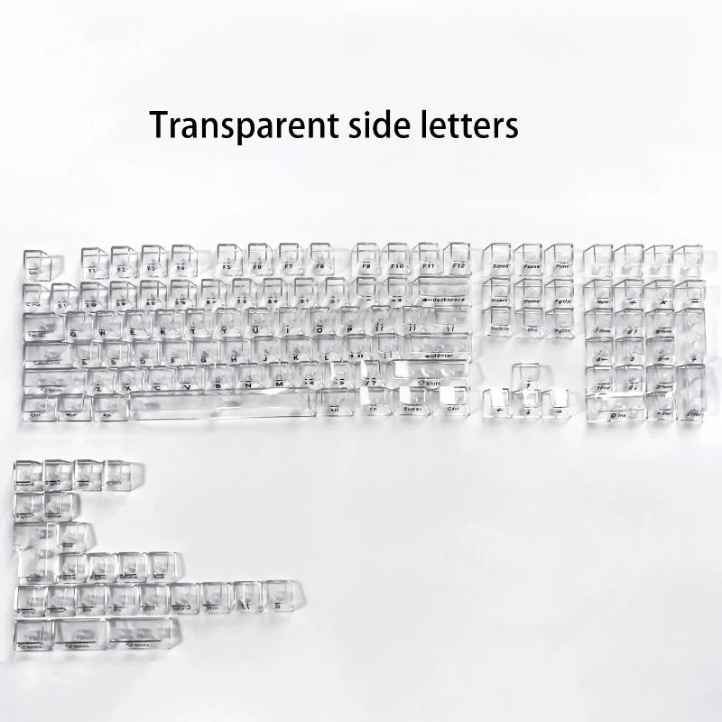 Crystal Transparent Cherry Profile Keycaps For Mechanical Gaming Keyboard ISO Enter PC Key Caps Side Carving Backlit RGB Keycap