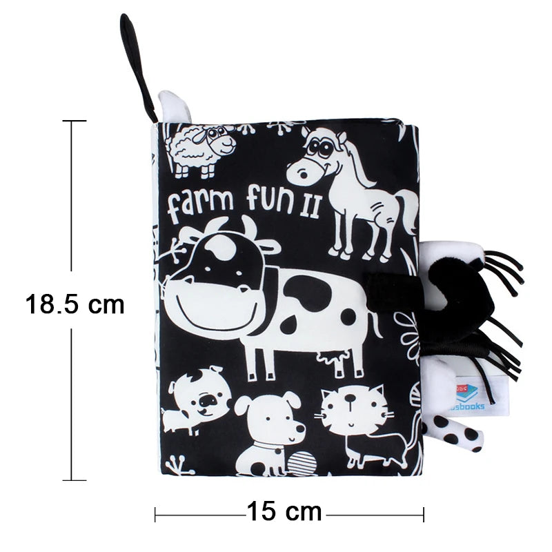 Soft Baby Books 3D Touch Feel High Contrast Cloth Book Sensory Early Learning Stroller Toys for Infant Toddler Gifts 0-12 Months