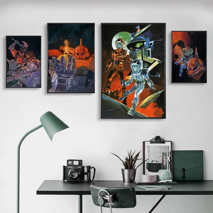 Gundam UC 0079 Frameless Canvas Print  Amuro RX-78 Poster Merchandise - Decorative Wall Art for Bedroom and Headboard