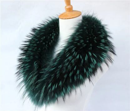 Real Raccoon Fur Collar Women Natural Fur Scarf  Winter Large Size Warm Wraps  Furry Fur Scarves for Coat Jackets Collars