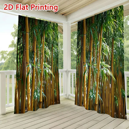 1PC/2PC Outdoor Window Shade Including Hooks; Featuring a Bamboo Motif Accent Design; Machine Washable; Ideal for Gazebos, Patio