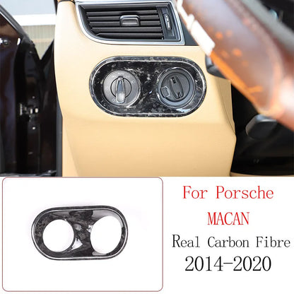 Real Carbon Fiber For Porsche Macan 2014-2020 Inner Door Central Control Gear Panel Cover Door Sill Trim Stickers Accessories
