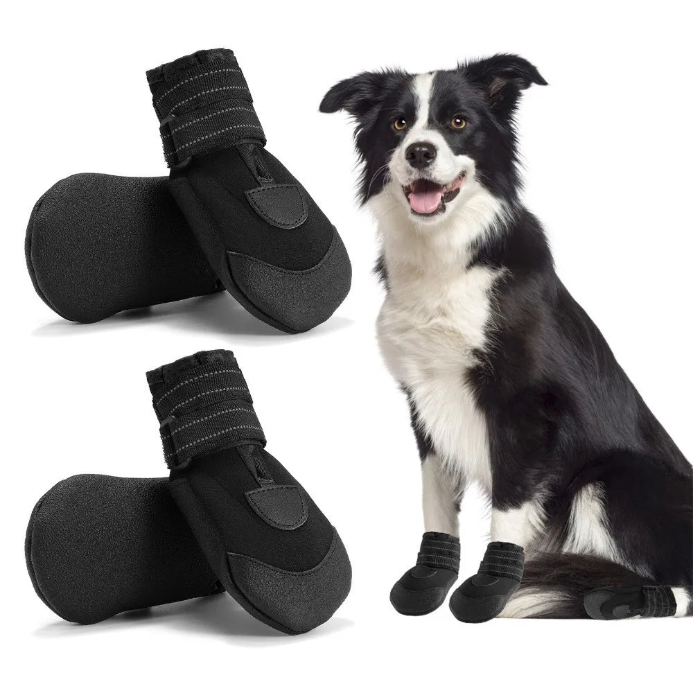 Adjustable Anti-Slip Dog Shoes Wear-Resistant Reflective Waterproof Dog Boots Comfortable Breathable Dog Foot Cover Outdoor