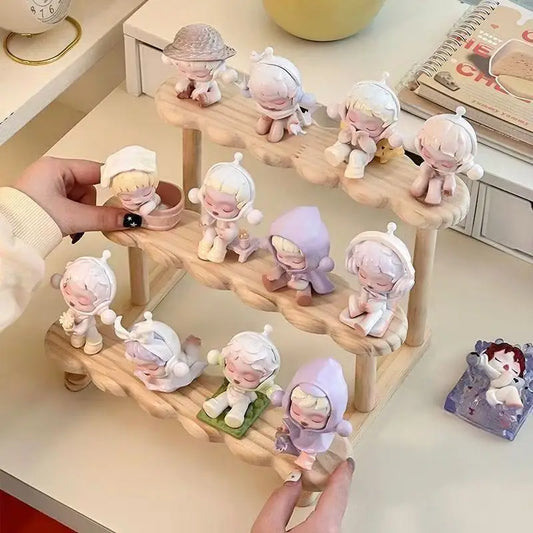 Pure Solid Wood Figure Display Rack Storage Rack Desktop Trendy Figure Pops Mart Blind Box Doll Succulent Green Plant Ladder Rac