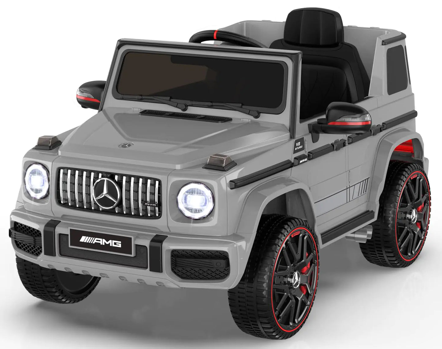 Licensed Mercedes-Benz G63 Car for Kids 12V Ride on Car w/Parent Remote Control Low Battery Voice Prompt LED Headlight Music Player & Horn Soft Start Kids Electric Vehicle Grey