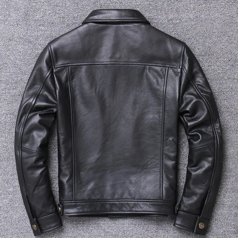 Men Tight Fit Genuine Leather Motorcycle motorbike bike Jacket