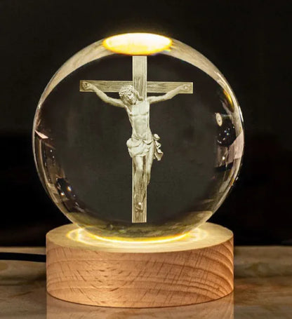Glow Crystal Desk Ornament with wood base