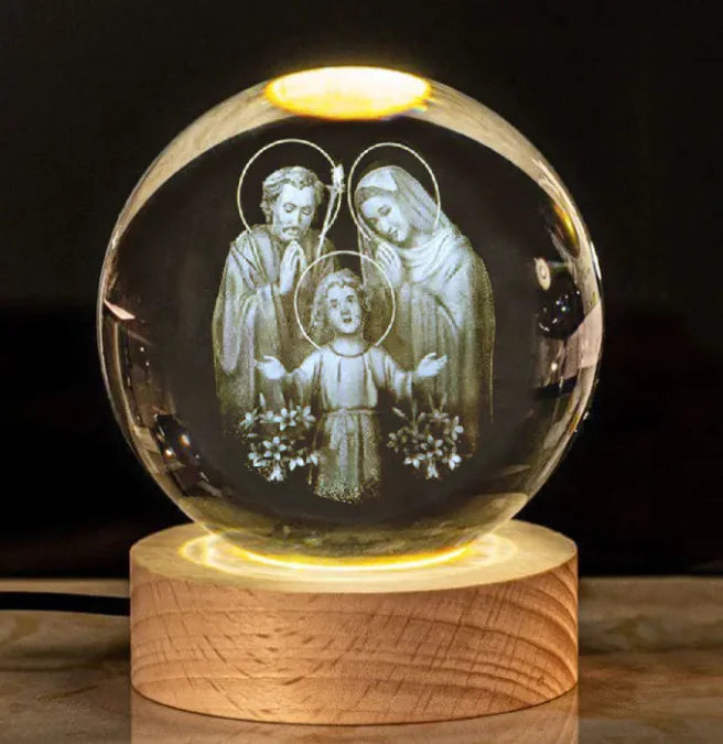 Glow Crystal Desk Ornament with wood base